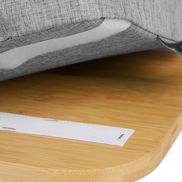 relaxdays Laptop Tablett Graues Laptopkissen mit Bambusablage, Bambus