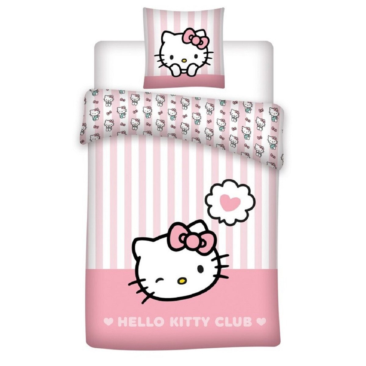 Aymax sprl Bettwäsche Hello Kitty Bettbezug Set Baumwolle 135x200 cm + Kiss günstig online kaufen