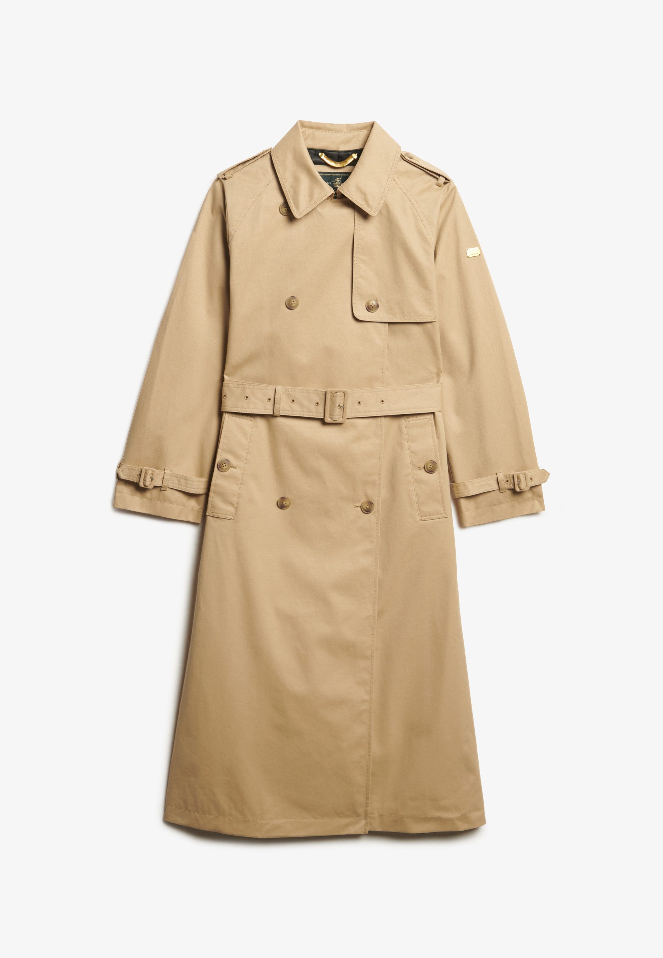 Superdry Trenchcoat CLASSIC TRENCH JACKET aus Baumwolle, Slim Fit, mit Reverskragen, Länge bis etwa Mitte Wade