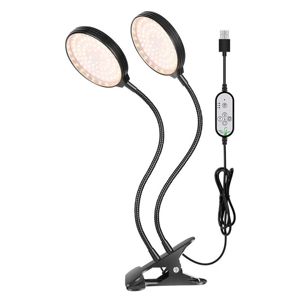 Timer, Pflanzenlampe Vollspektrum Rosnek (4000K), sonnenähnliches Sonnenähnliches Vollspektrum, Clip, dimmbar, 1/2/3/4 für wasserdicht Zimmerpflanzen, Sonnenlicht Köpfe, ein