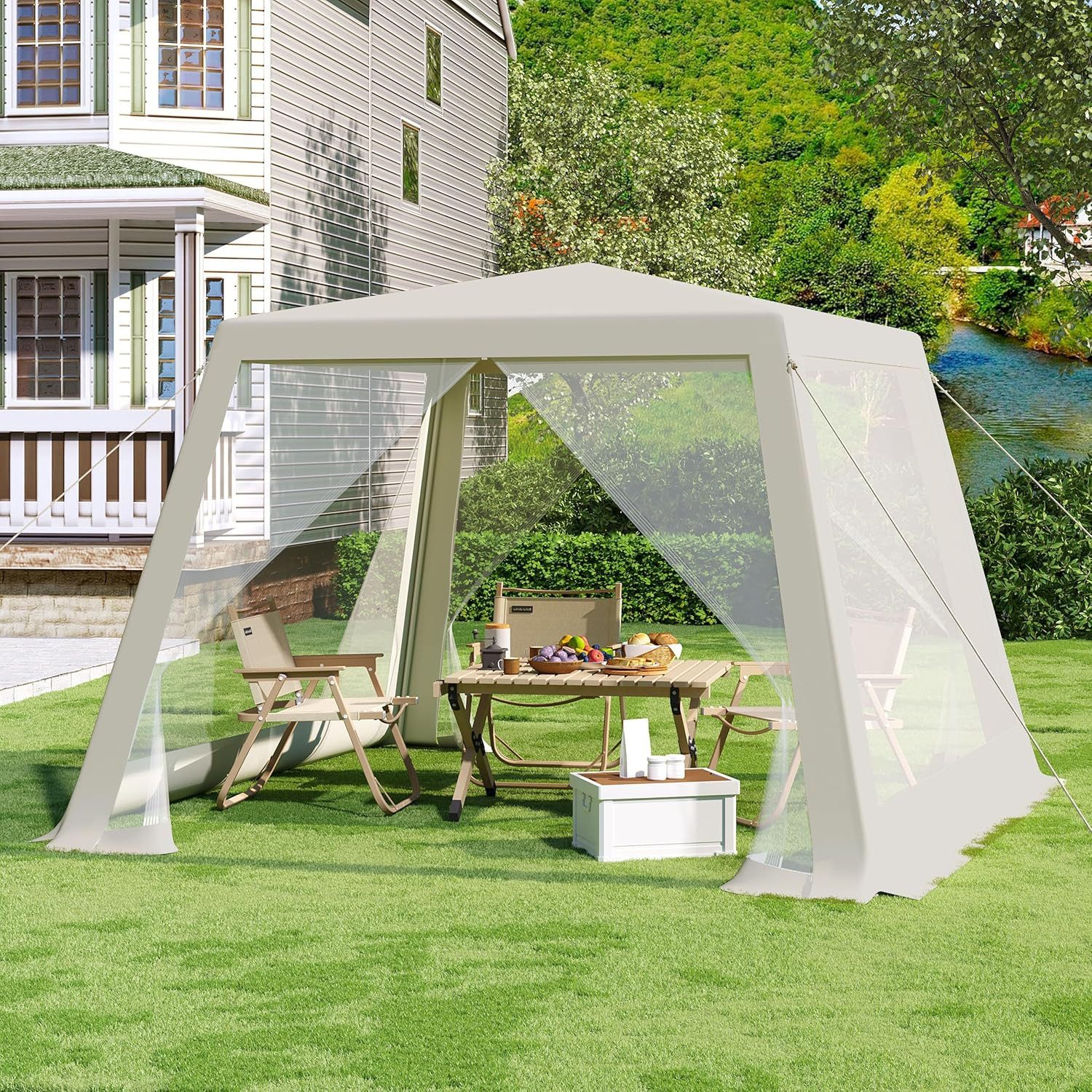Woltu Pavillon, mit 4 Seitenteilen, 3x3 günstig online kaufen