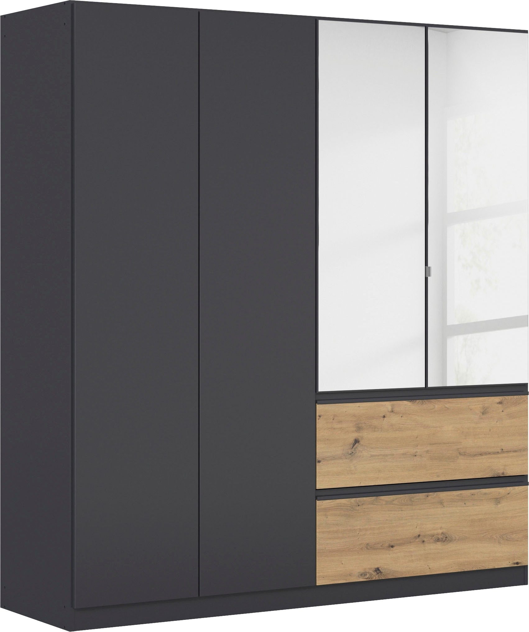 rauch Drehtürenschrank Kleiderschrank Schrank Garderobe COSTA in den Breiten 91/136/181 cm (in 3 Ausstattungen BASIC/CLASSIC/PREMIUM) mit Spiegel, grifflose Front und Push-to-Open Funktion MADE IN GERMANY