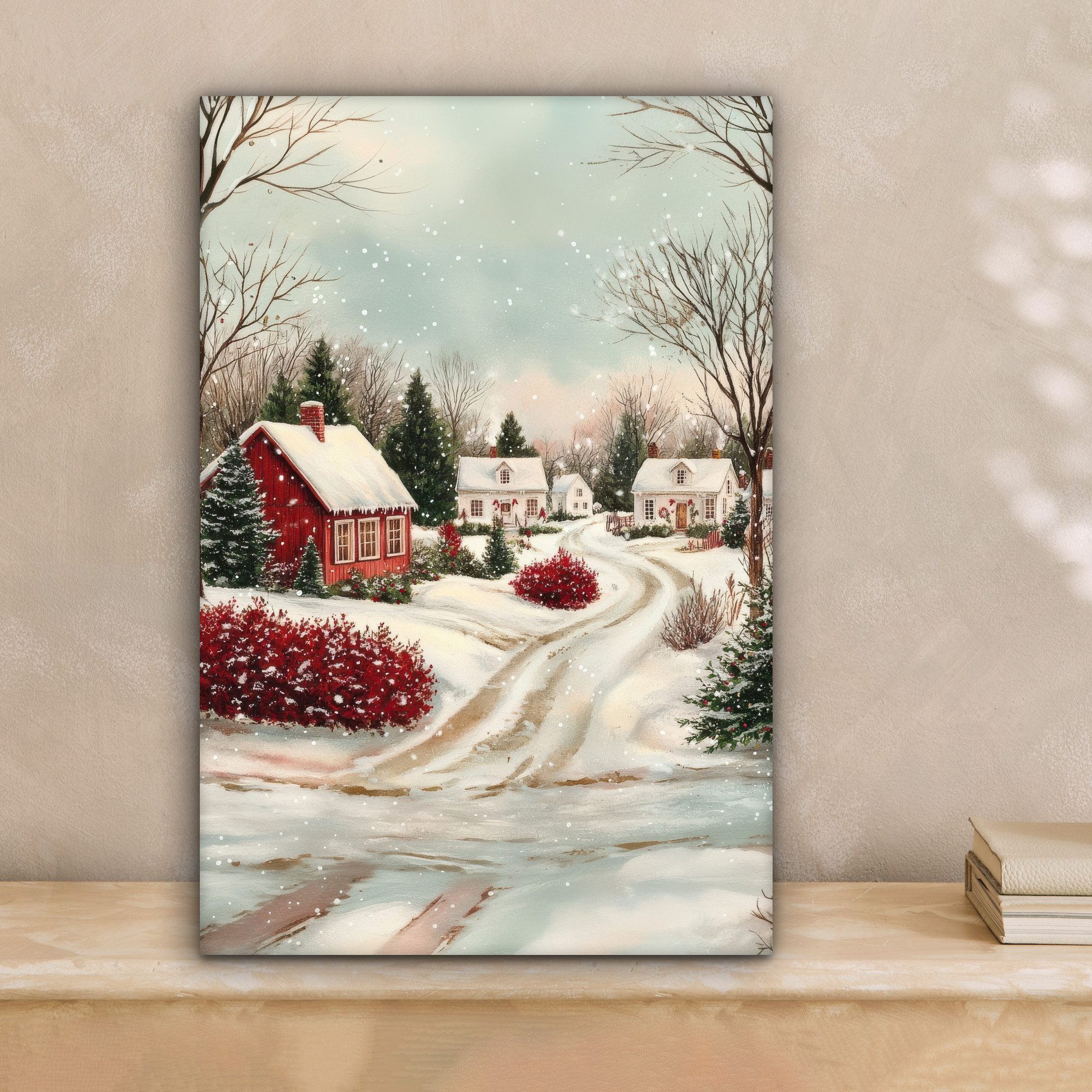 OneMillionCanvasses® Leinwandbild Weihnachtsstimmung - Ländlich - Rot, Foto günstig online kaufen