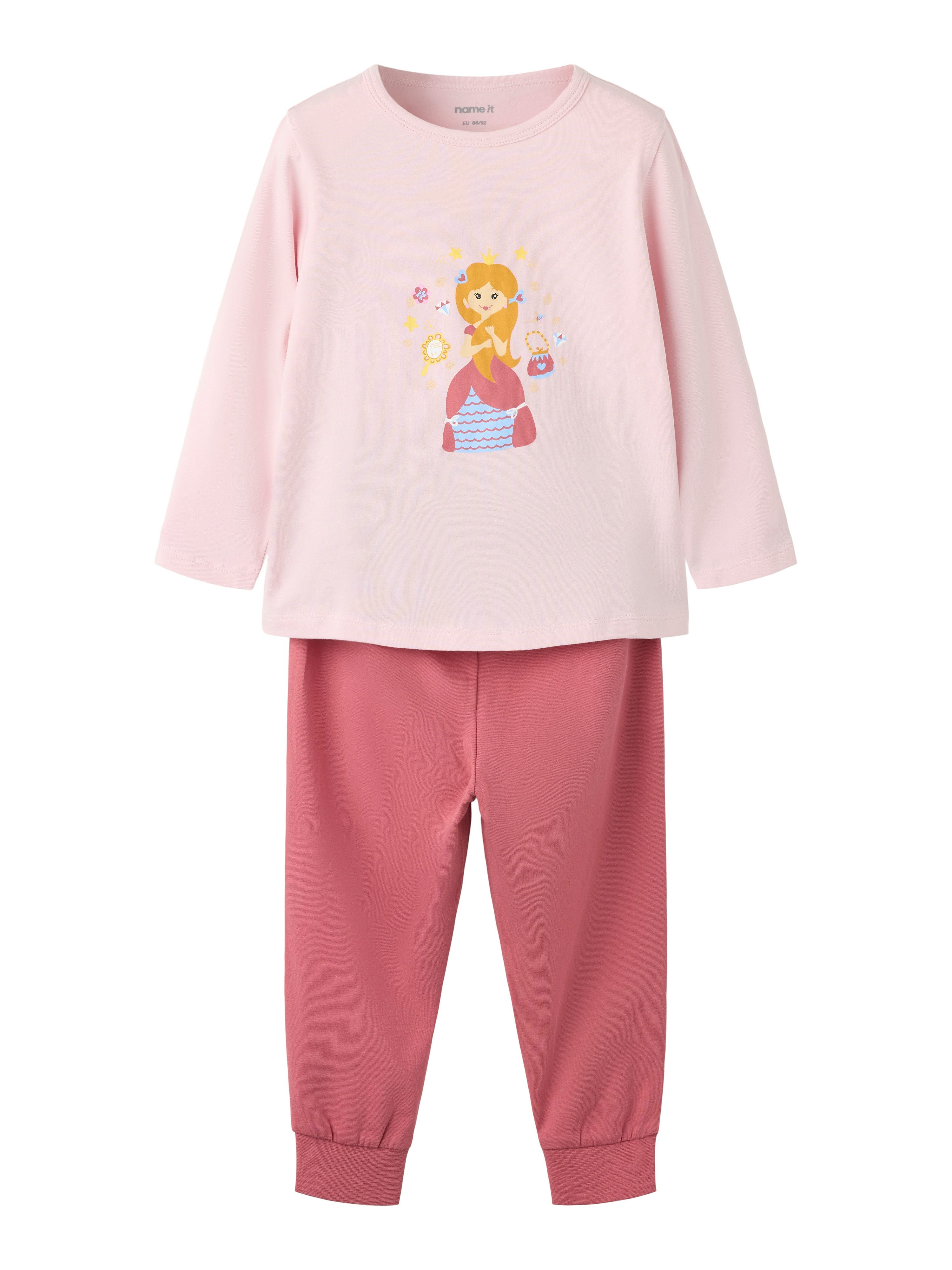 Name It Schlafanzug NMFNIGHTSET PRINCESS (Set, 2 tlg) Baumwollmischung, bedrucktes Oberteil