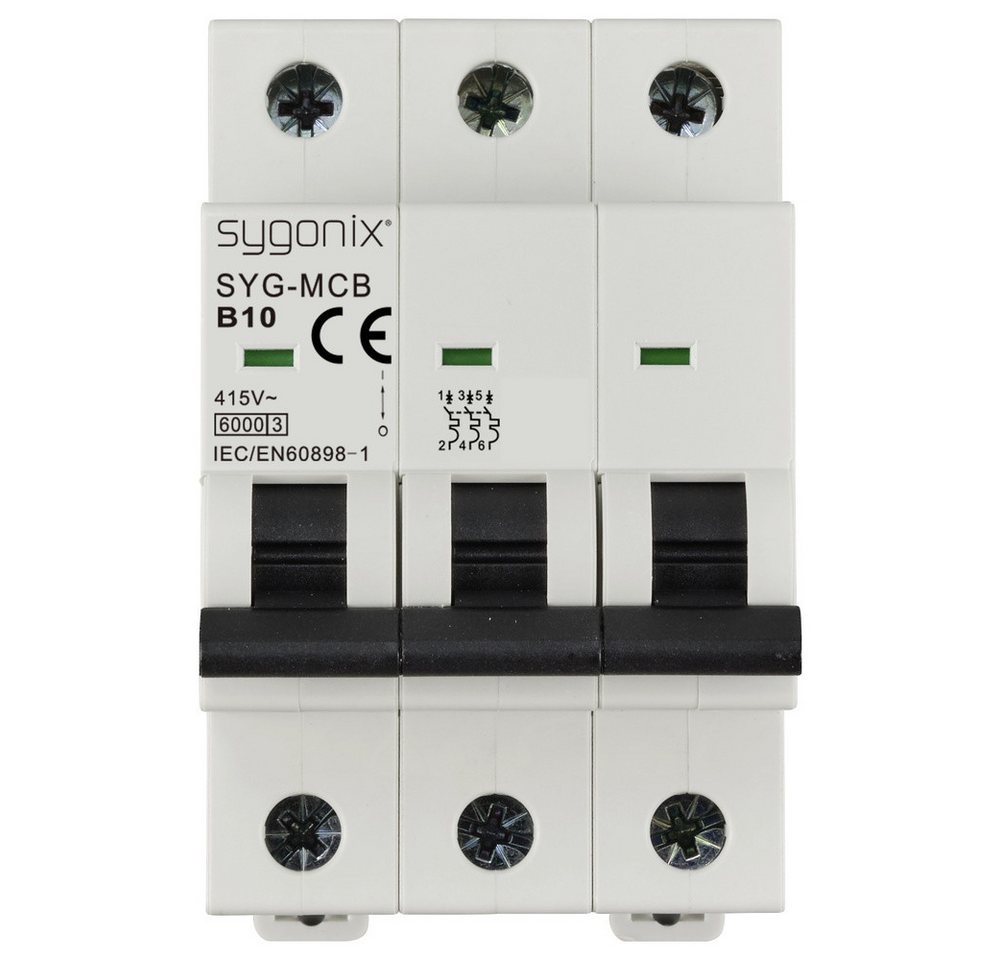 Thumbnail - Sygonix Schalter Sygonix SY-6440990 SYG-MCB 3P/B10/6KA Leitungsschutzschalter 3polig