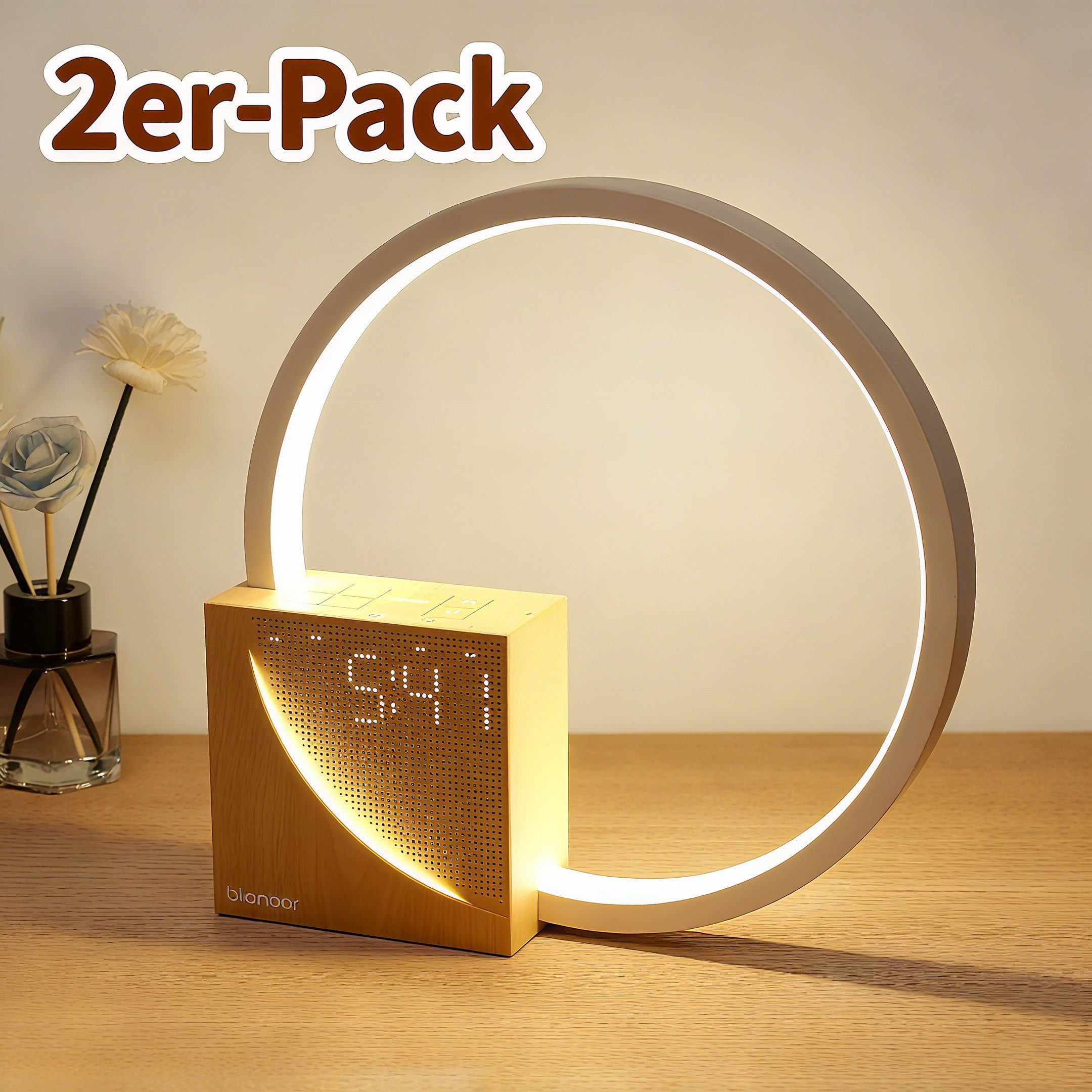POPOLIC Nachttischlampe 10W Nachttischlampe mit USB-Ladefunktion,Tageslichtwecker, warmweißes Licht, 3 Stufige Helligkeit Nachtlicht, Touch …