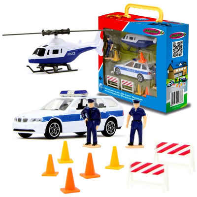 Jamara Spielzeug-Feuerwehr »Polizeiauto & Helikopter 11-teiliges Spielset mit Figuren Die Cast BMW«