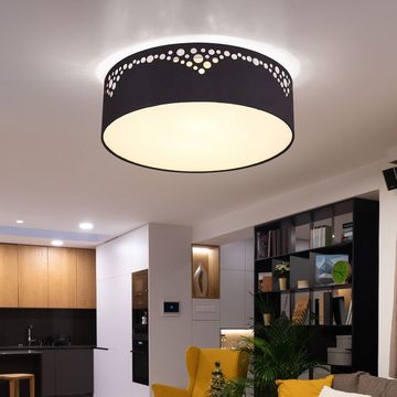 Globo Deckenstrahler, Leuchtmittel nicht inklusive, Deckenleuchte Wohnzimmerlampe 2 Flammig weiß Textil schwarz D 35 cm