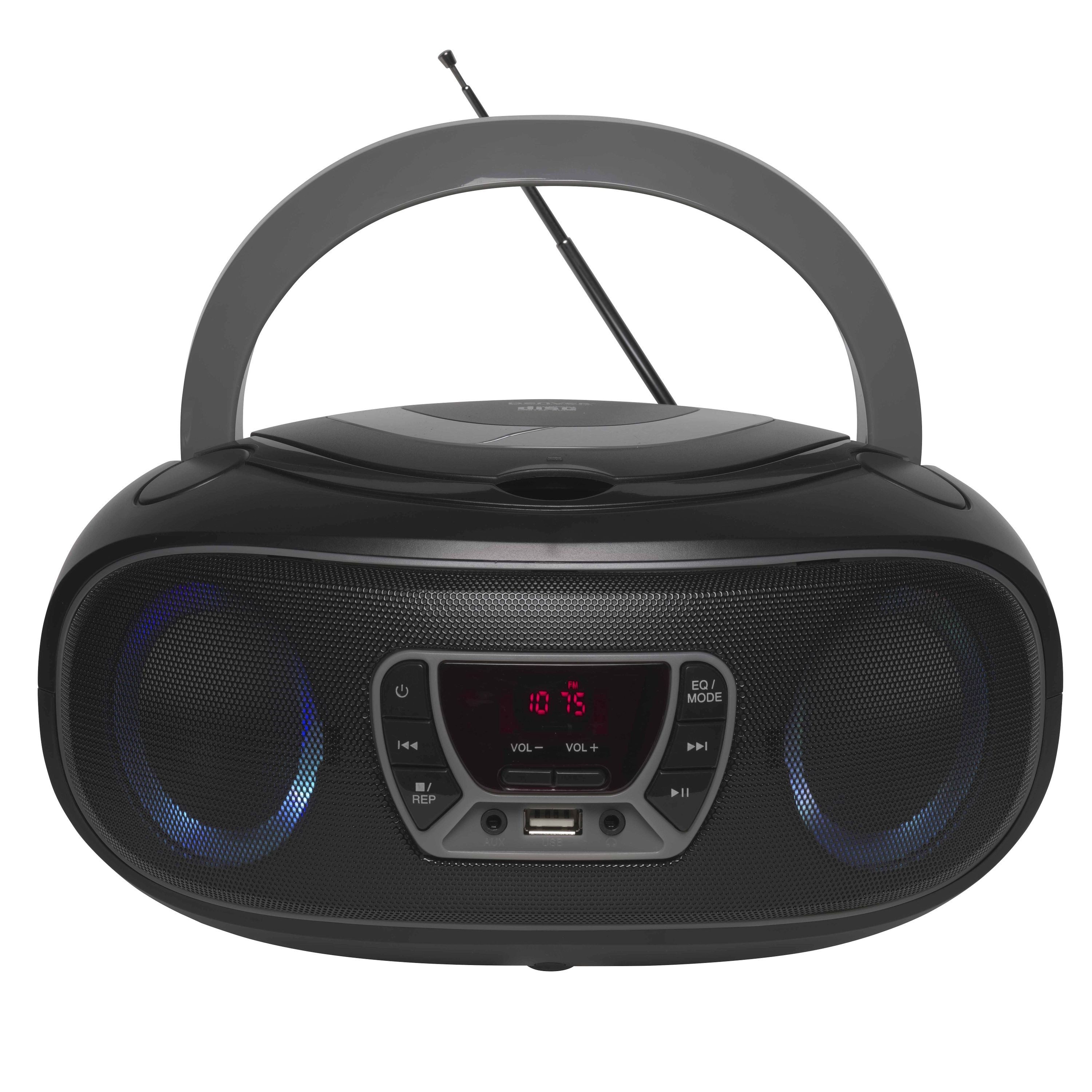 Denver TCL-212BT GREY CD-Player (CD Player mit Discolicht, Radio, USB, Bluetooth, MP3, AUX-IN)