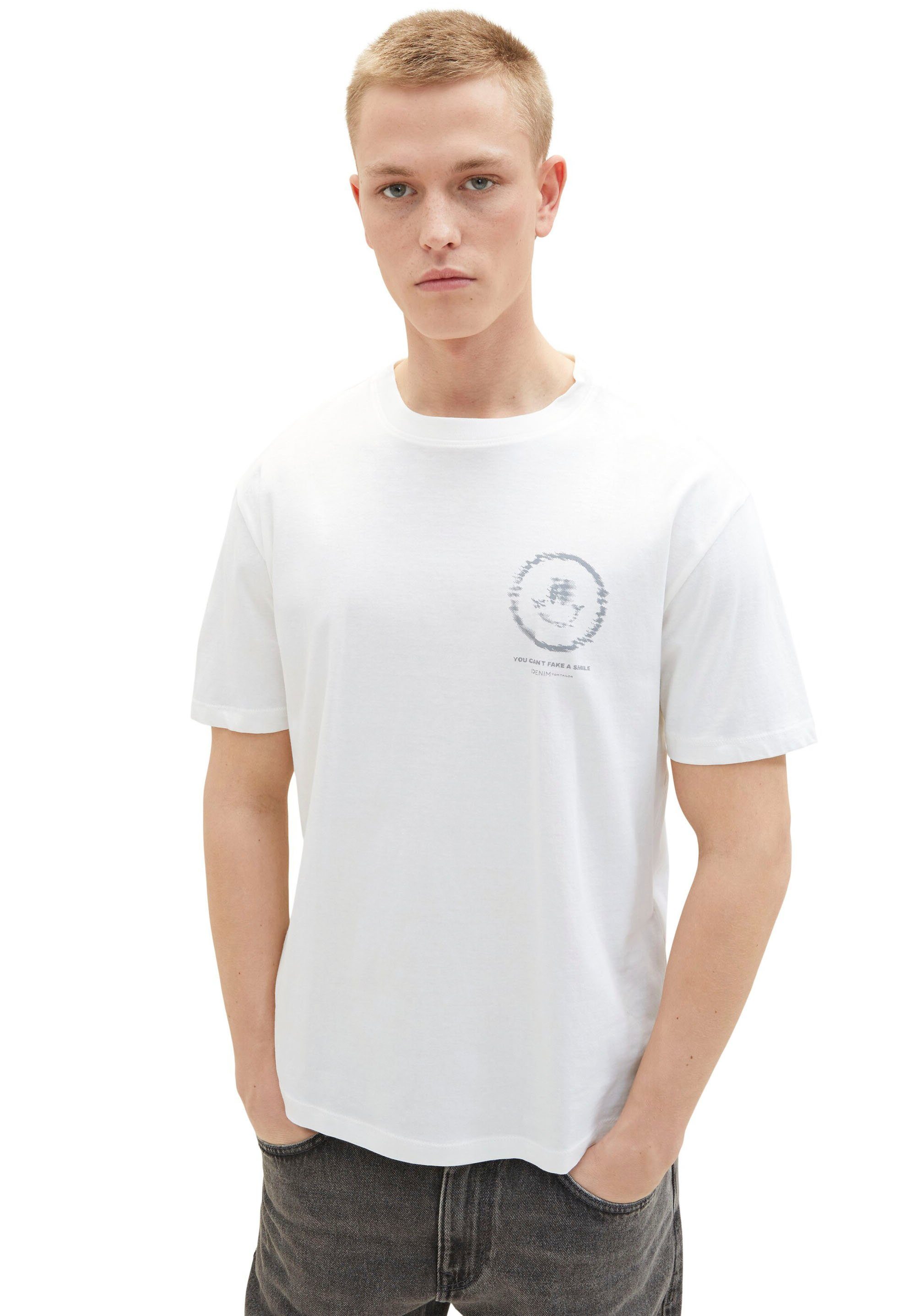 TOM TAILOR Denim Herren T-Shirt – Relaxed Fit Mit Allover-Print, Aus Baumwolle