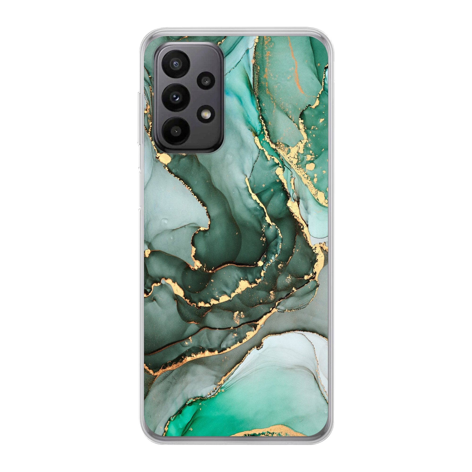 MuchoWow Handyhülle für Samsung Galaxy A23 5G Gold - Marmor - Grün - Luxus - Marmoroptik -, Smartphone-Bumper, Print, Handy Schutzhülle Dünn