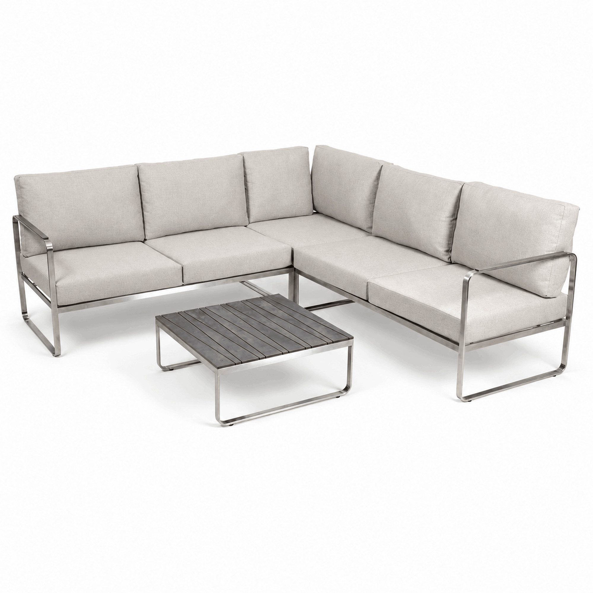 Greemotion Gartenlounge-Set Sydney Edelstahl-Ecklounge beige mit Tisch und Liegefunktion, (inkl. Auflagen), Farbe Edelstahl/Beige