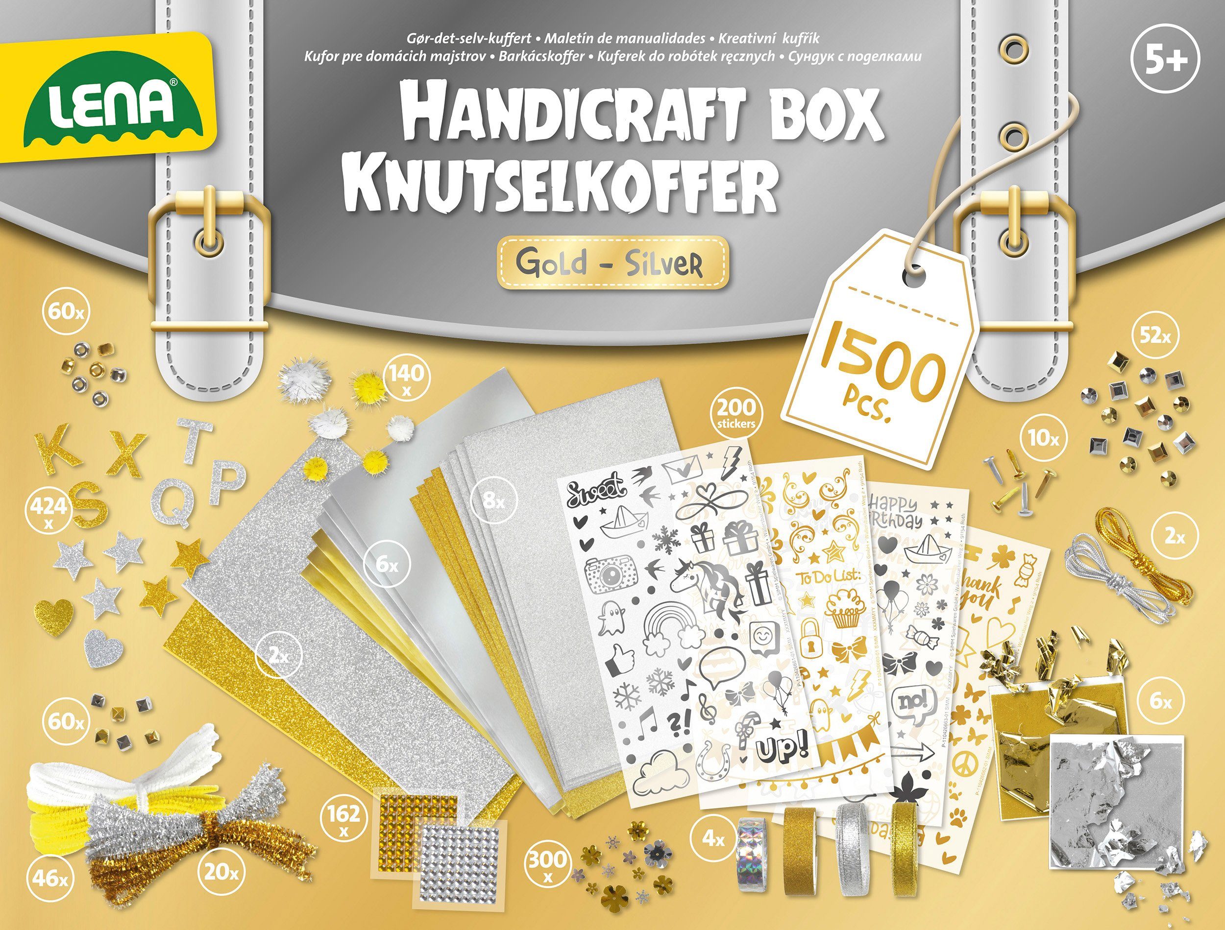 Lena® Kreativset Bastelkoffer Gold & Silber