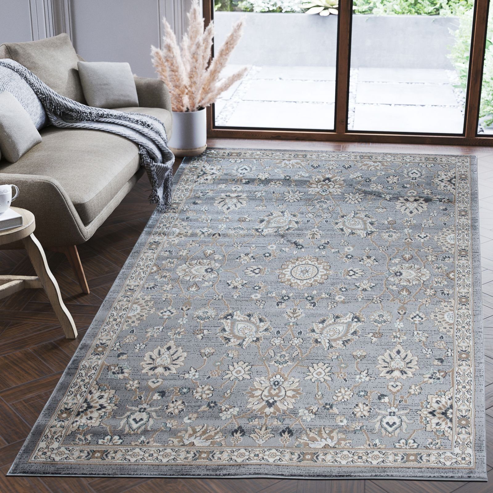 Orientteppich Oriente Teppich - Traditioneller Teppich Orient Grau,  Mazovia, 160 x 220 cm, Geeignet für Fußbodenheizung, Pflegeleicht,  Wohnzimmerteppich