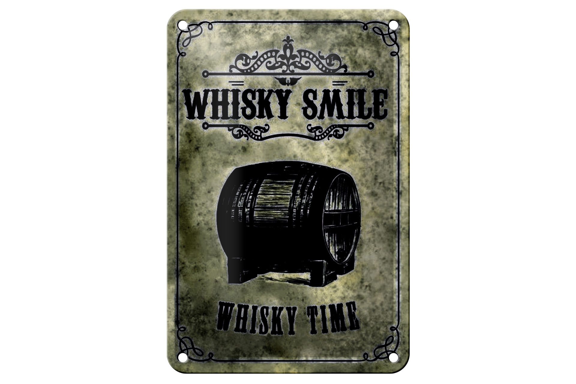 Femer GmbH Metallschild Alkohol 12x18cm Whisky Smile Whisky Time, (1 St), gewölbte Oberfläche, abgerundete Ecken, umgeschlagene Kanten