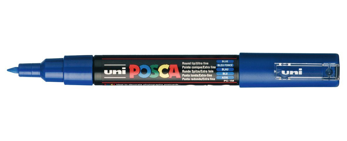 POSCA Marker Wasserverdünnbar PC-1MC, Geruchsneutral, Blau Lichtecht, Wasserbasis, Marker