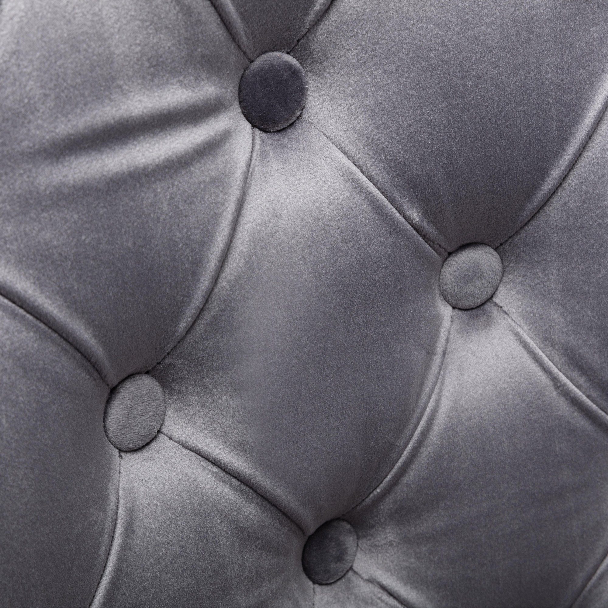 Flieks und Esszimmerstuhl grau mit Nagelkopfbesatz (2 Samt St), Stuhl Eichenbeinen