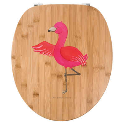 Mr. & Mrs. Panda WC-Sitz Flamingo Yoga - Transparent - Geschenk, Klobrille, Toilettendeckel, T (1-St), Freudige Designs