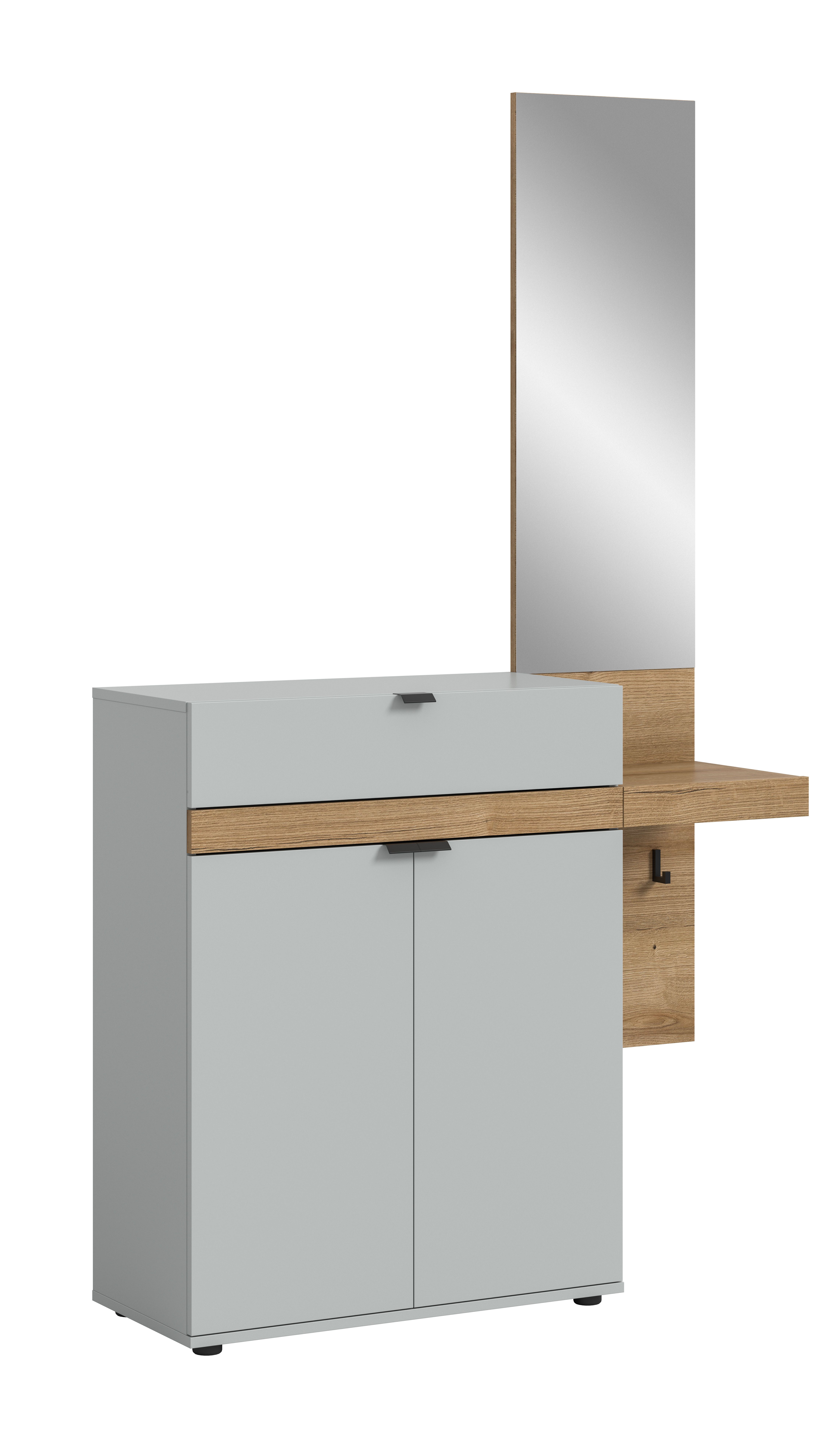 furnling Garderoben-Set Naroa, (2-St., Garderobenpaneel, Schuhkommode), Schuhschrank, Garderobenmöbel, Soft-Close-Funktion, Breite 110 cm