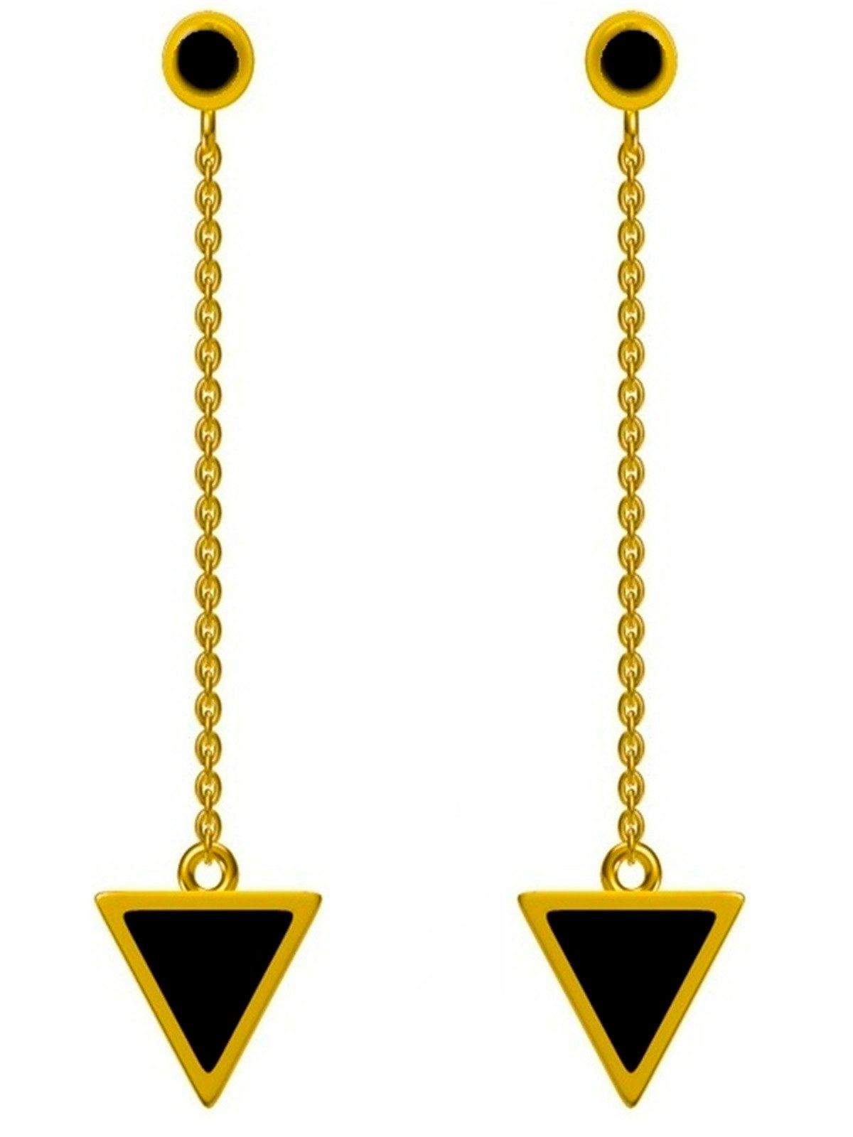Goldene Hufeisen Paar Серьги-гвоздики Exquisite Damenohrringe Dreieck Gold Schwarz Lang, 925 Sterling Silber, Hypoallergen