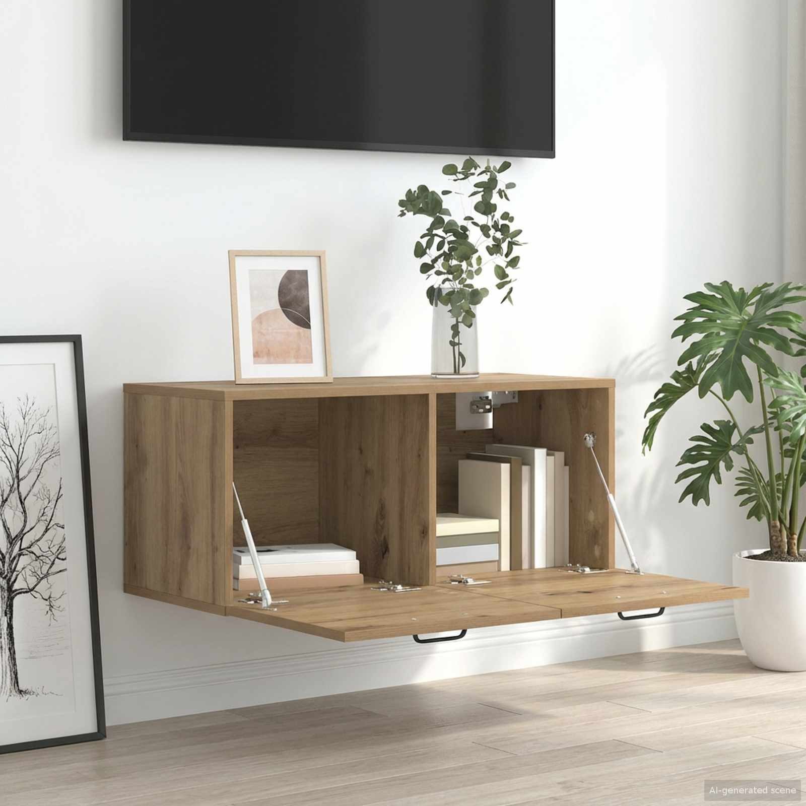 vidaXL Regal Wandschrank Wandhalterung Artisan-Eiche 80 x 36,5 x 35 cm, 1-tlg., Wandschrank Wandhalterung Artisan-Eiche 80 x 36,5 x 35 cm – Bild 4 von 5