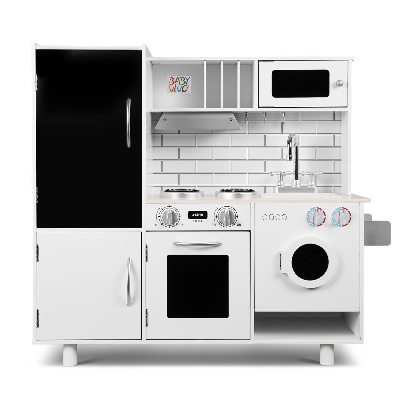 Baby Vivo Spielküche Kinderküche Spielküche aus Holz - Bruno mit Tafel günstig online kaufen
