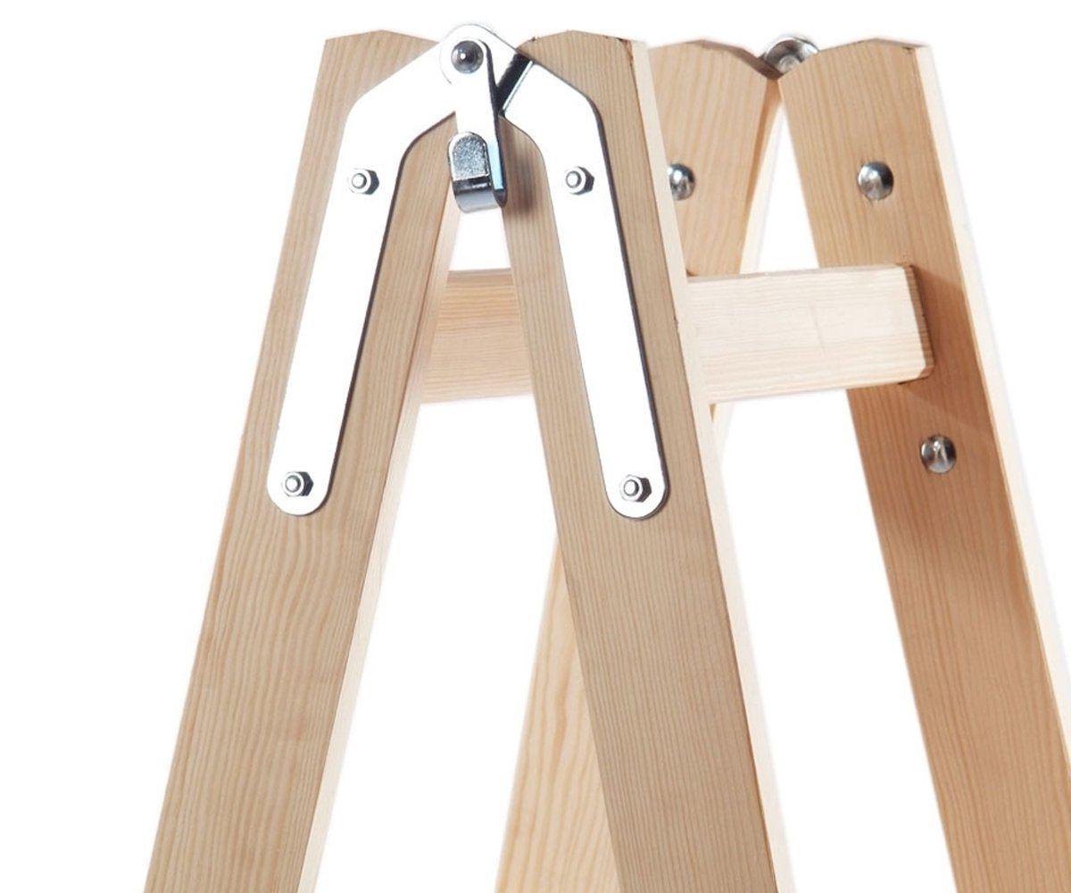 Systafex® Doppelleiter Leiter Doppelstufenleiter Stehleiter Holzleiter 2x 4 Stufen Höhe 1,25m (1-St), Haken und Sicherungsband – Bild 3 von 5
