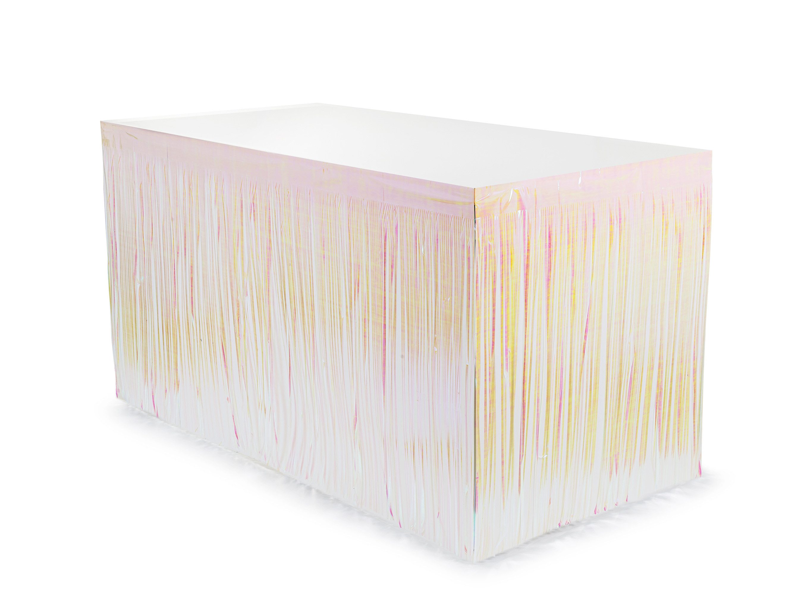 partydeco Tischdecke, Lametta Tischrock 300x80cm Weiß günstig online kaufen