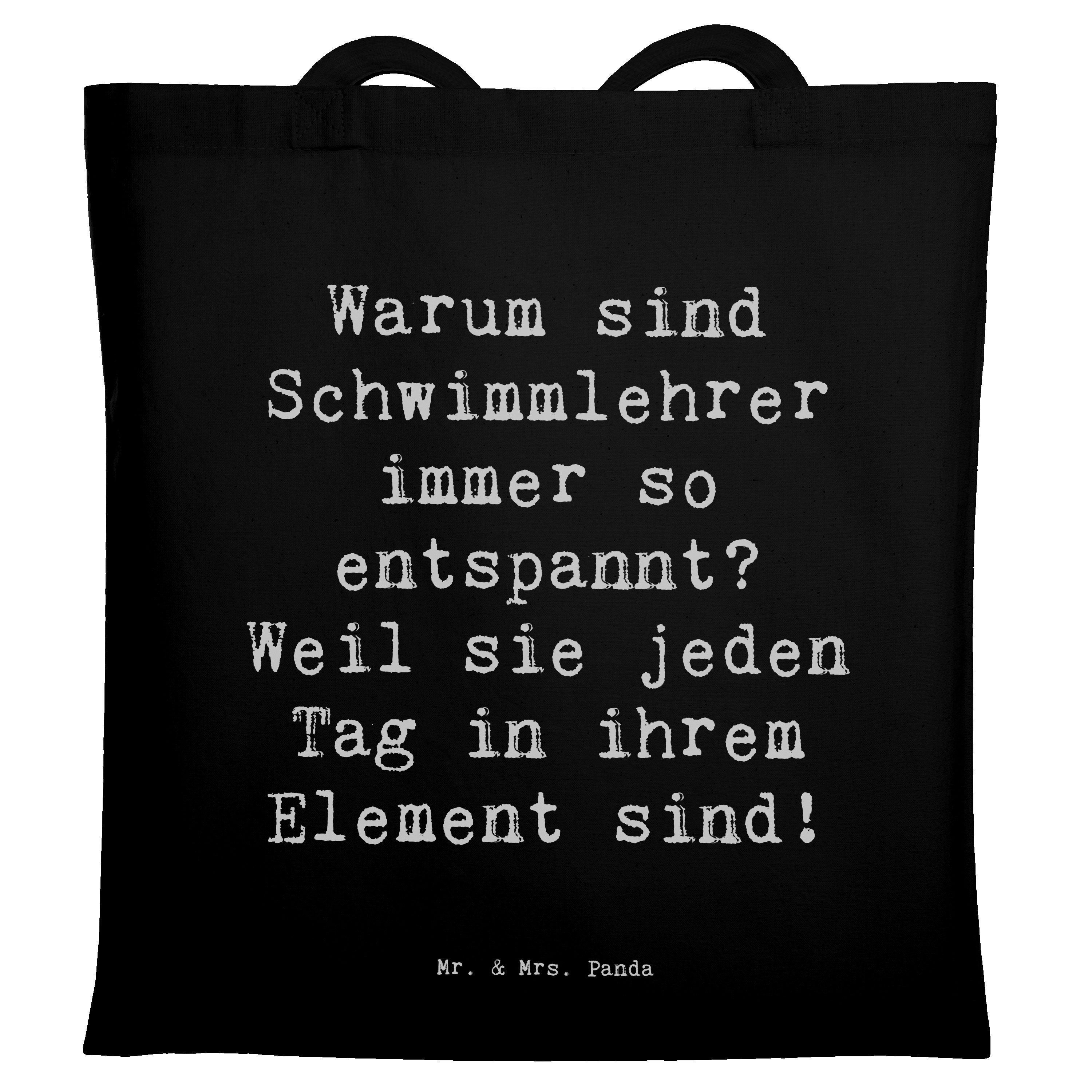 Tragetasche Spruch Entspannte Schwimmlehrer - Schwarz - Geschenk, Liebe zum Wasse