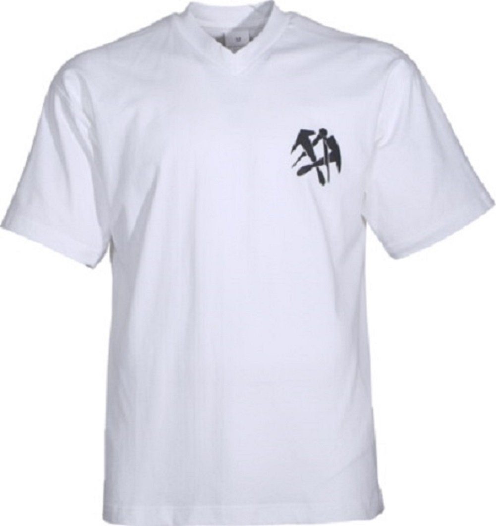 DACHDECKER V-Ausschnitt mit JOB T-Shirt T-Shirt weiß