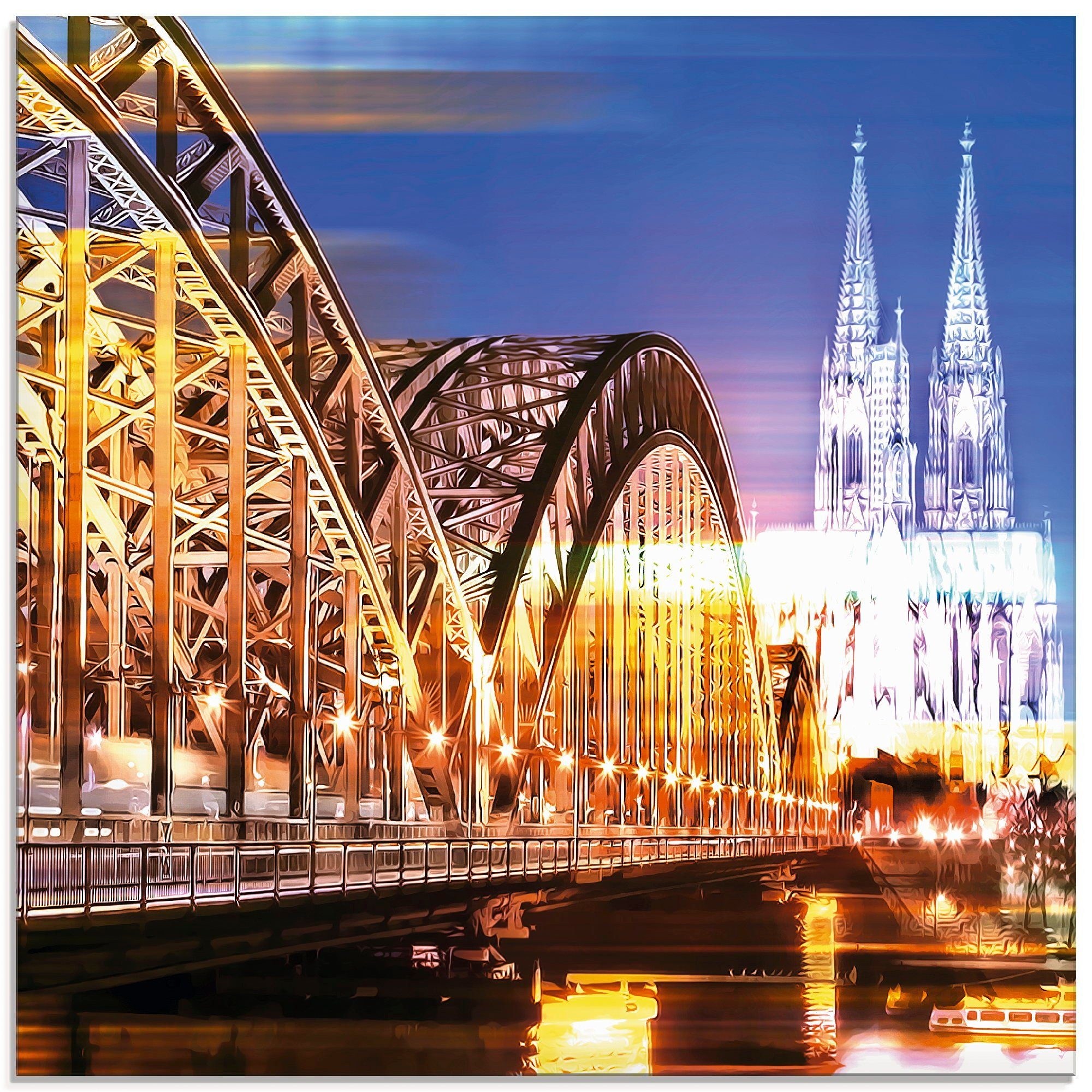 Artland Glasbild Köln Skyline Abstrakte Collage 10, Brücken (1 St), in verschiedenen Größen