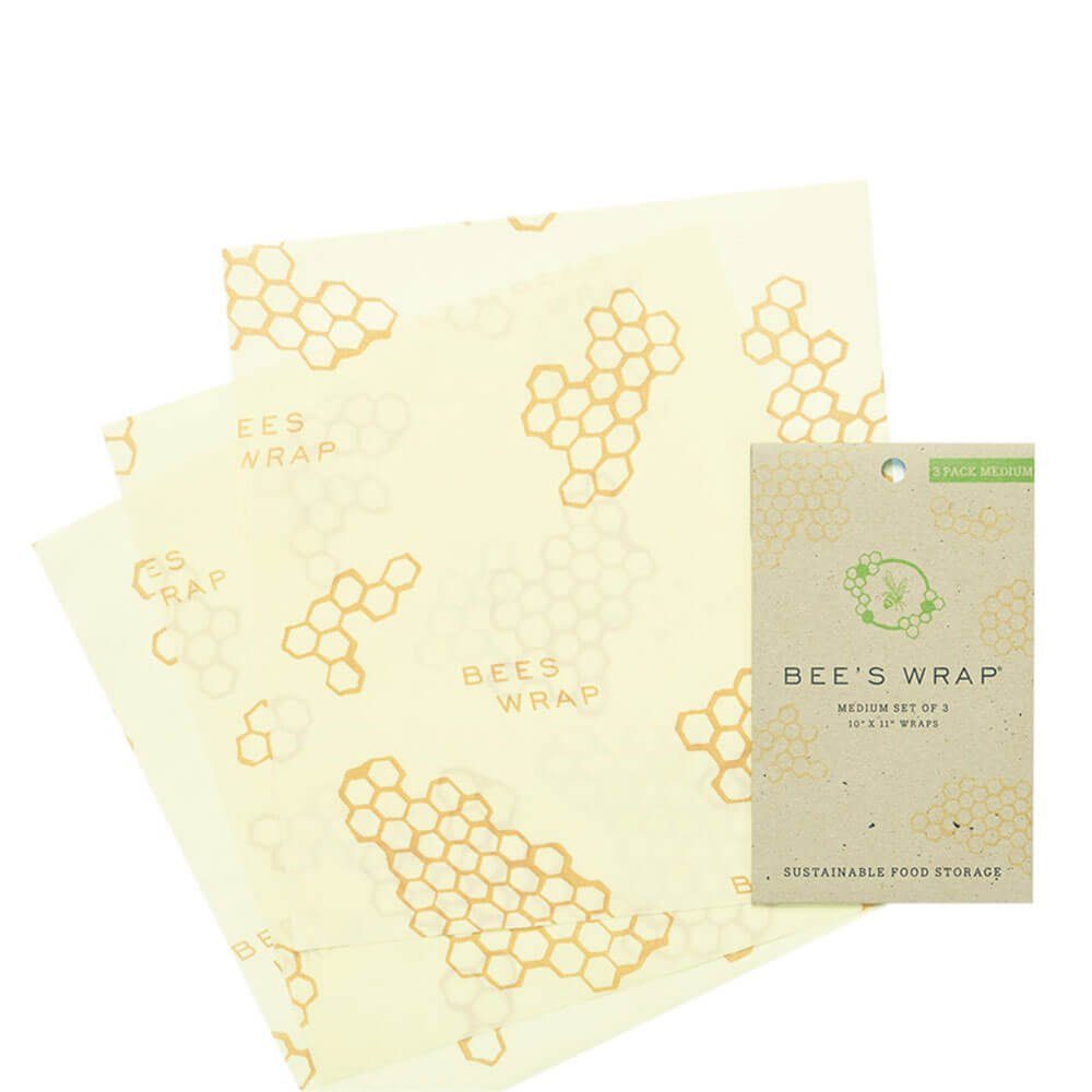Bee’s Wrap Vorratsdose Bee’s Wrap Bee´s Wrap 3er Set M 25 cm x 27,5 cm, Tuch aus Baumwolle, Bienenwachs, Baumharz und Bio-Jojoba-Öl