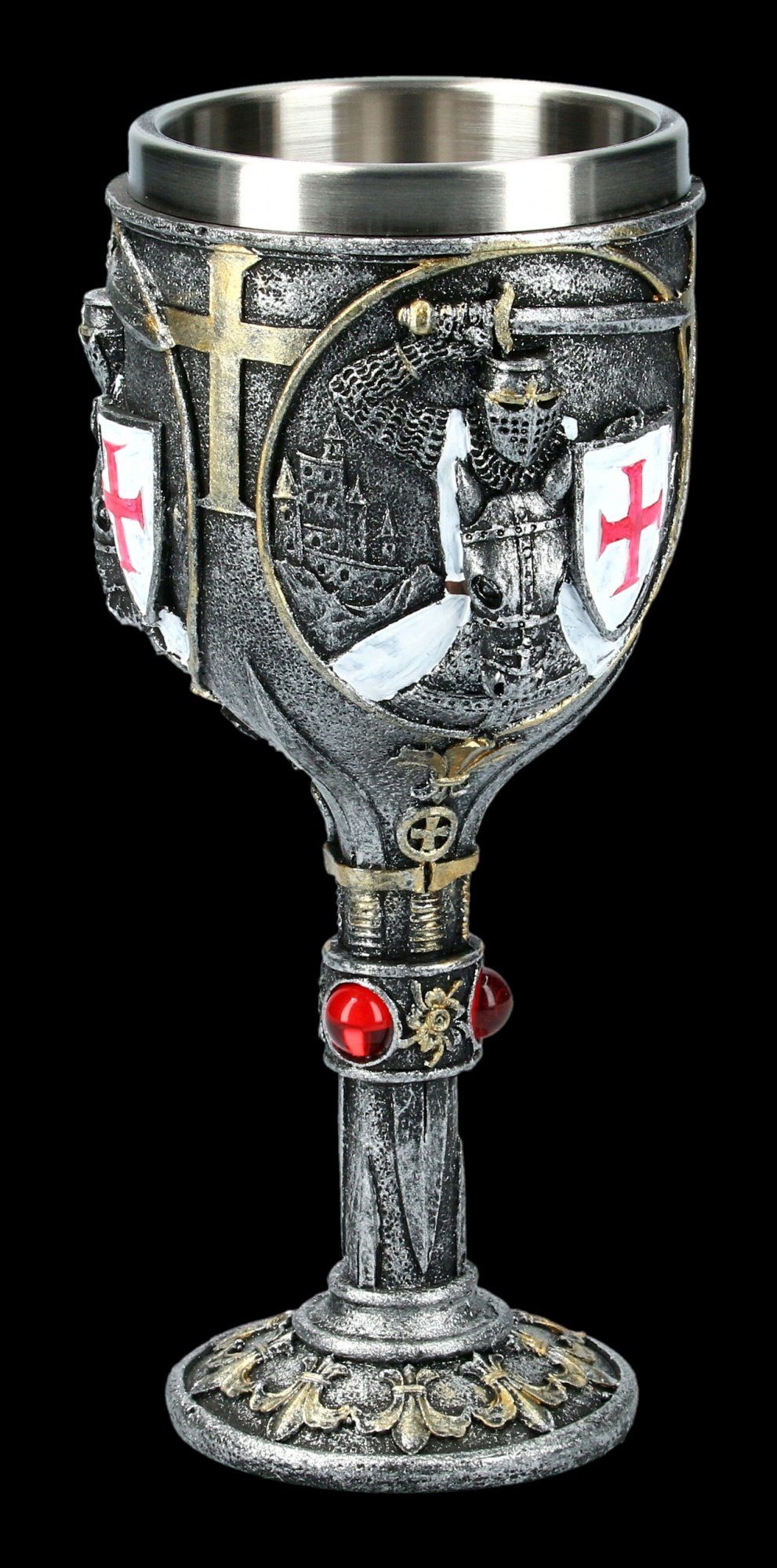 Figuren Shop GmbH Becher Ritter Kelch - First Knight - bunt - Nemesis Now Mittelalter, Kunststein (Polyresin), Edelstahl