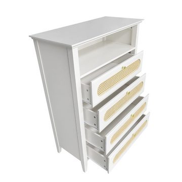 OKWISH Highboard Sideboard Kommode (mit 4 Schubladen), lackierte Oberfläche, 110*38*80cm