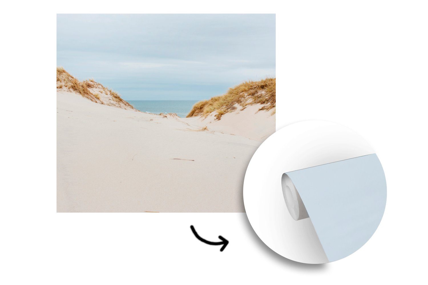 St), Matt, bedruckt, Sanddünen Wohnzimmer MuchoWow Meer Hintergrund, oder Vinyl Wandtapete für Tapete (5 Fototapete Schlafzimmer, mit im dem