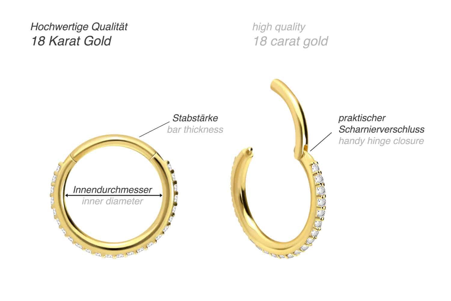 PIERCINGLINE Piercing-Set 18 Karat Gold Segmentring günstig online kaufen