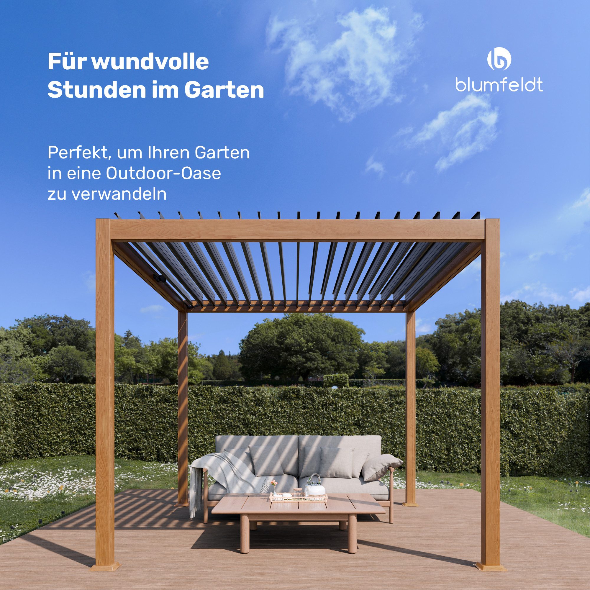 blumfeldt Pavillon LuminaHaven, (Set), Gartenpavillon Outdoor Garten Sonnenschutz Aluminium 250x300x300 cm