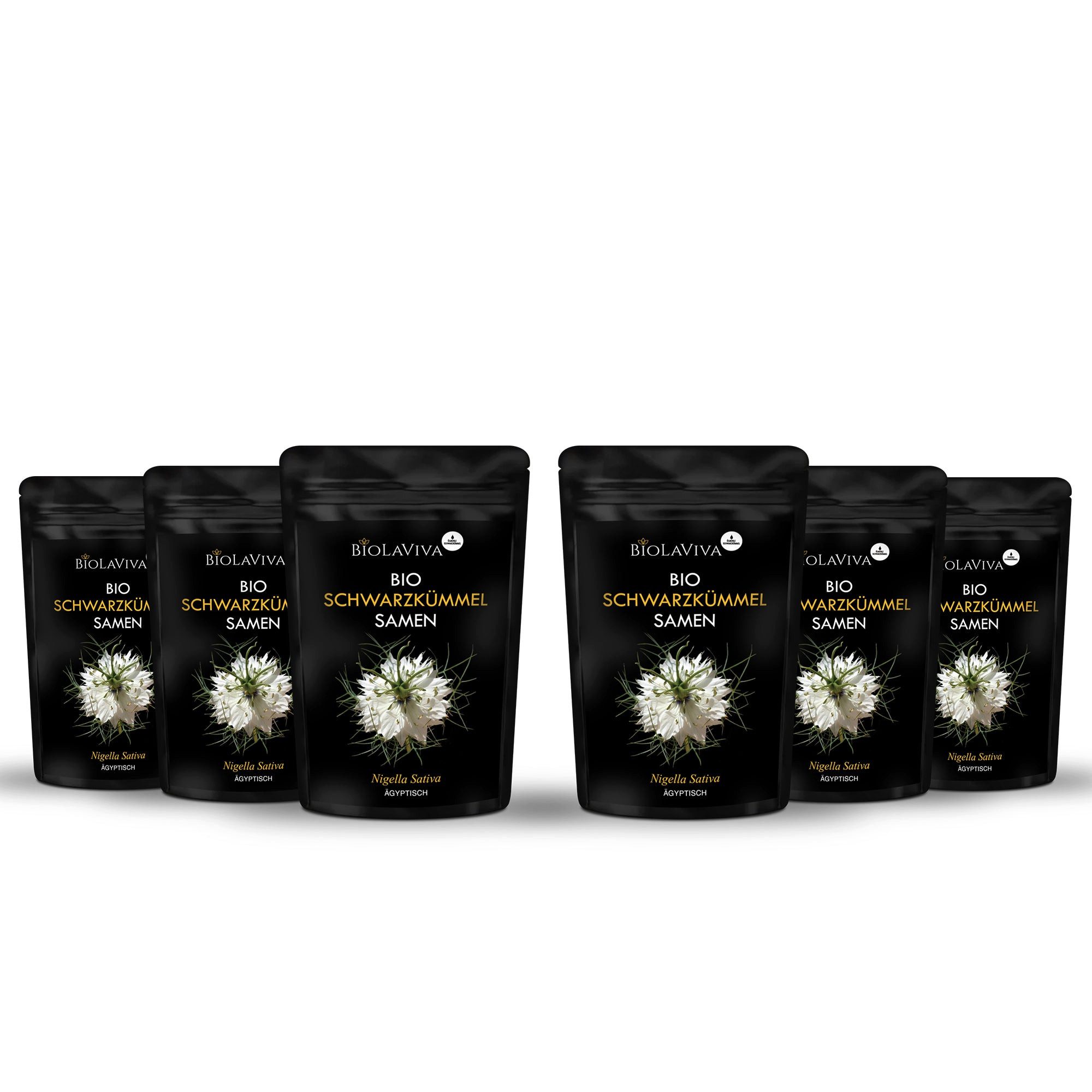 BIOLAVIVA Kräutersamen 6× Bio Schwarzkümmel Samen 500g
