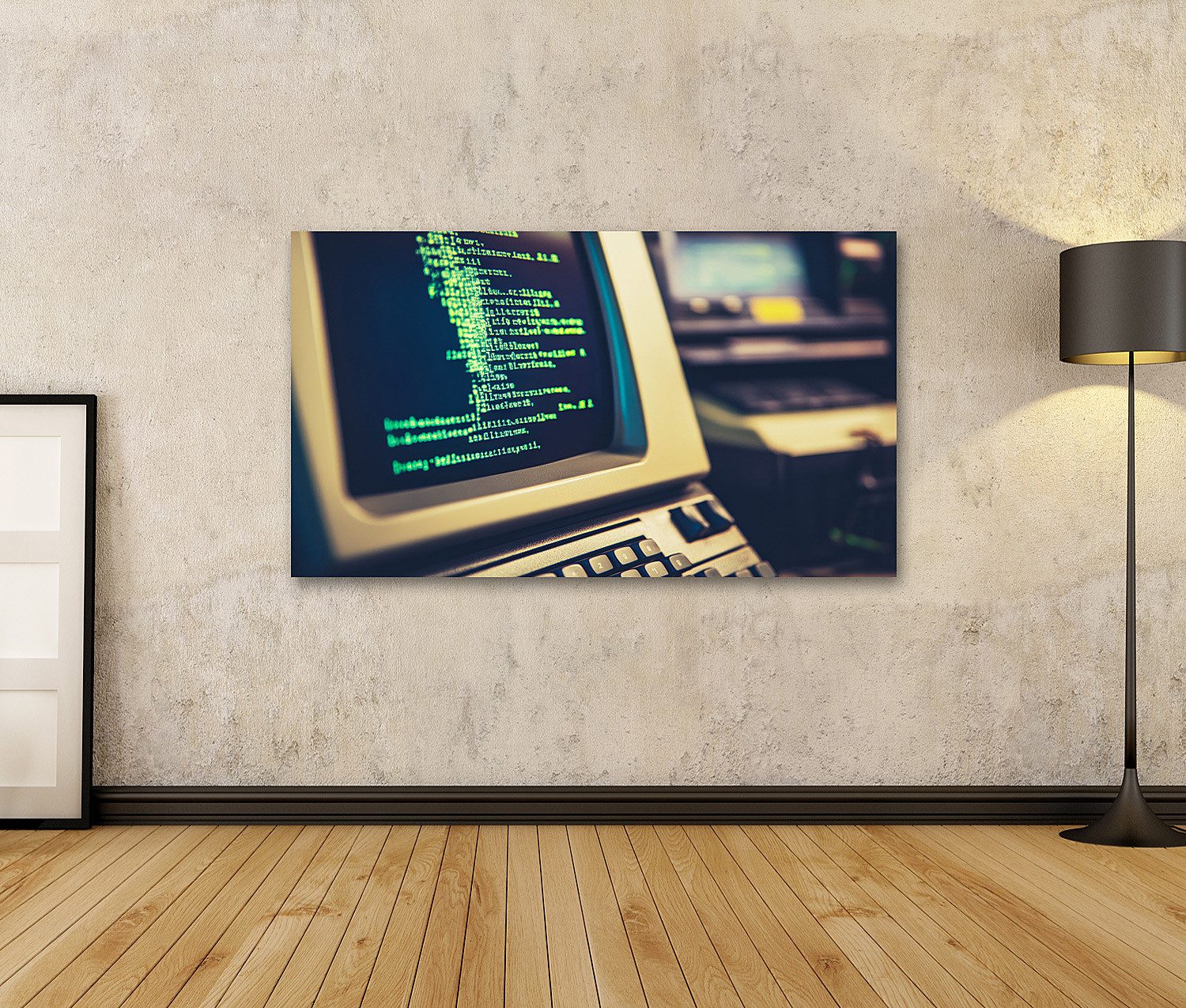 islandburner Leinwandbild, Vintage Computer mit Programmiercode