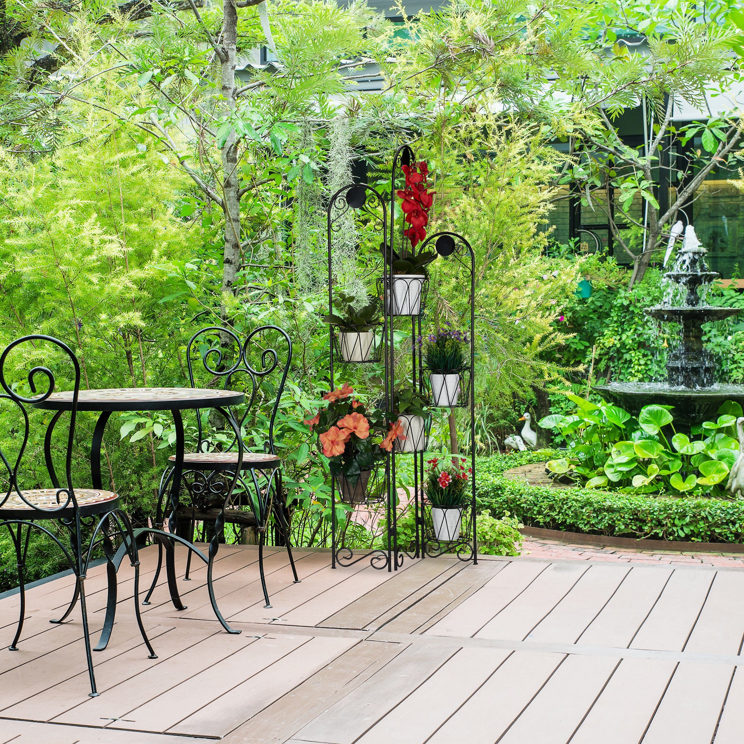 relaxdays Pflanzentreppe Blumenständer Metall Paravent günstig online kaufen