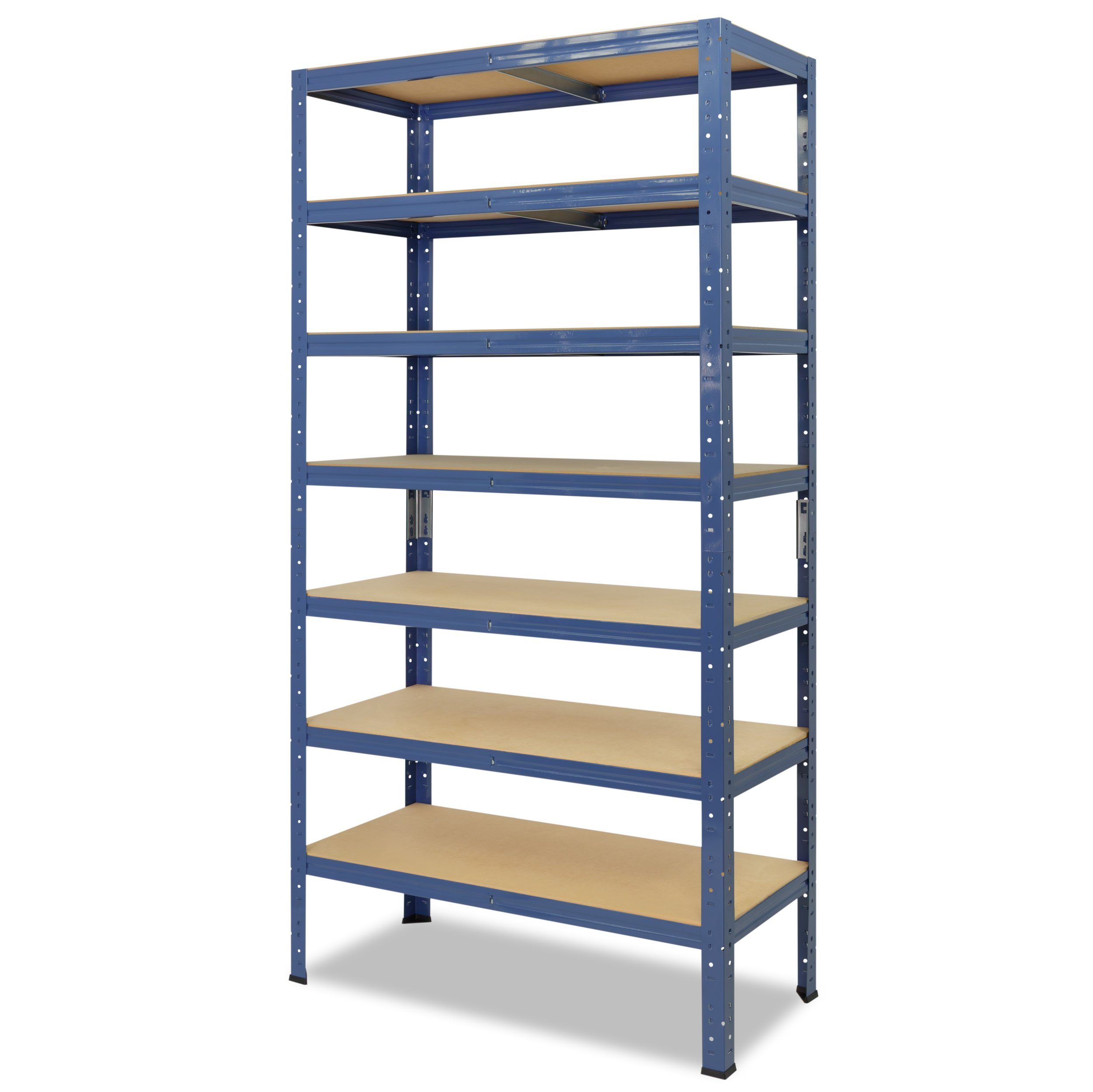 shelfplaza Schwerlastregal HOME, 230x23x40cm Metallregal als Lagerregal, 125kg Tragkraft oder Kellerregal, Garagenregal, Böden, Metall Steckregal blau, 7 Werkstattregal mit mit