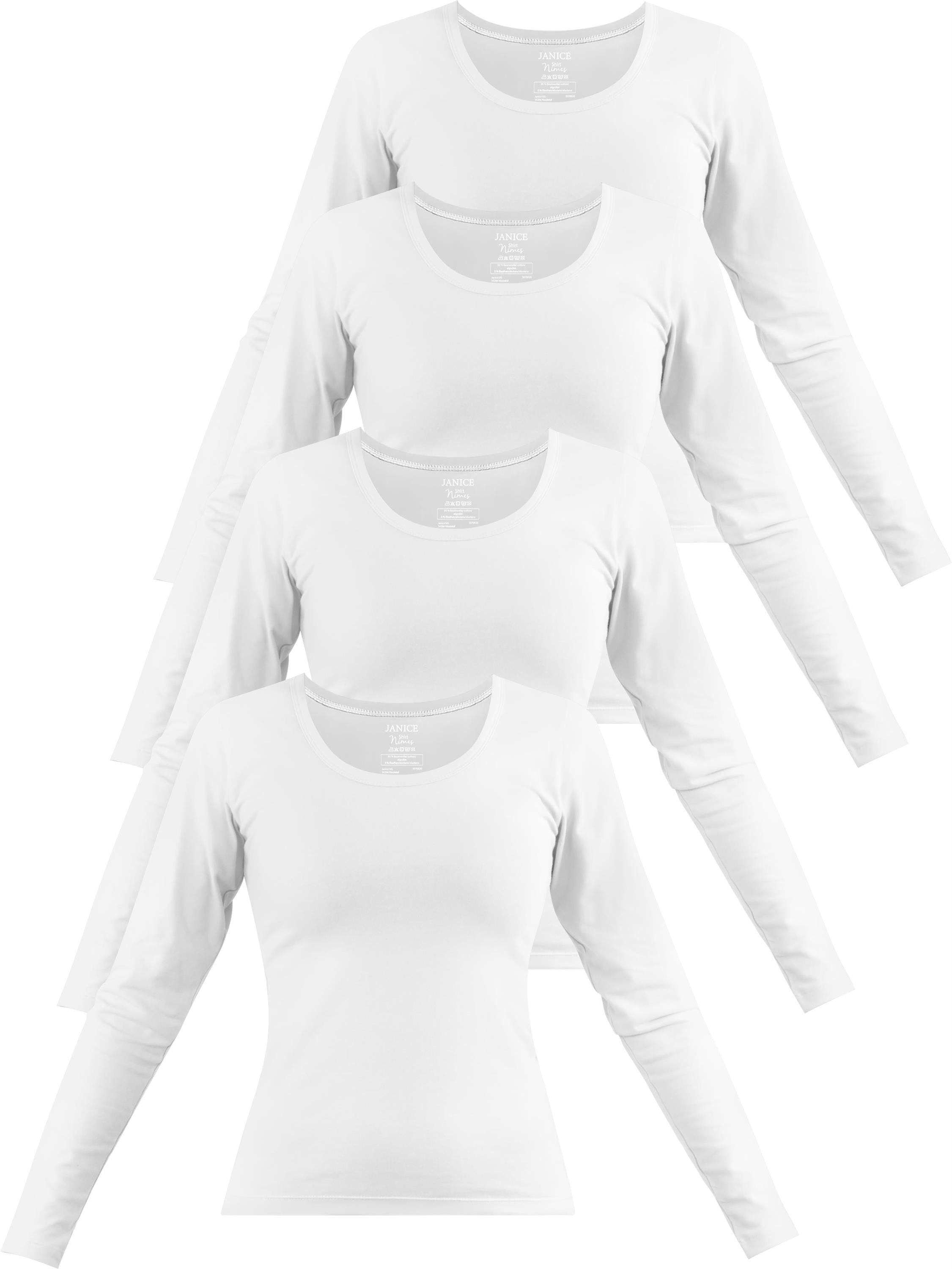 Janice Langarmshirt 4 x Damen Langarmshirt Nimes Figurbetonter Pullover aus günstig online kaufen