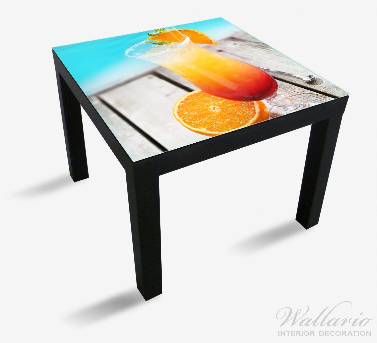 Wallario Tischplatte Lack Cocktail geeignet St), (1 Ikea Tisch Bunter Pool für am