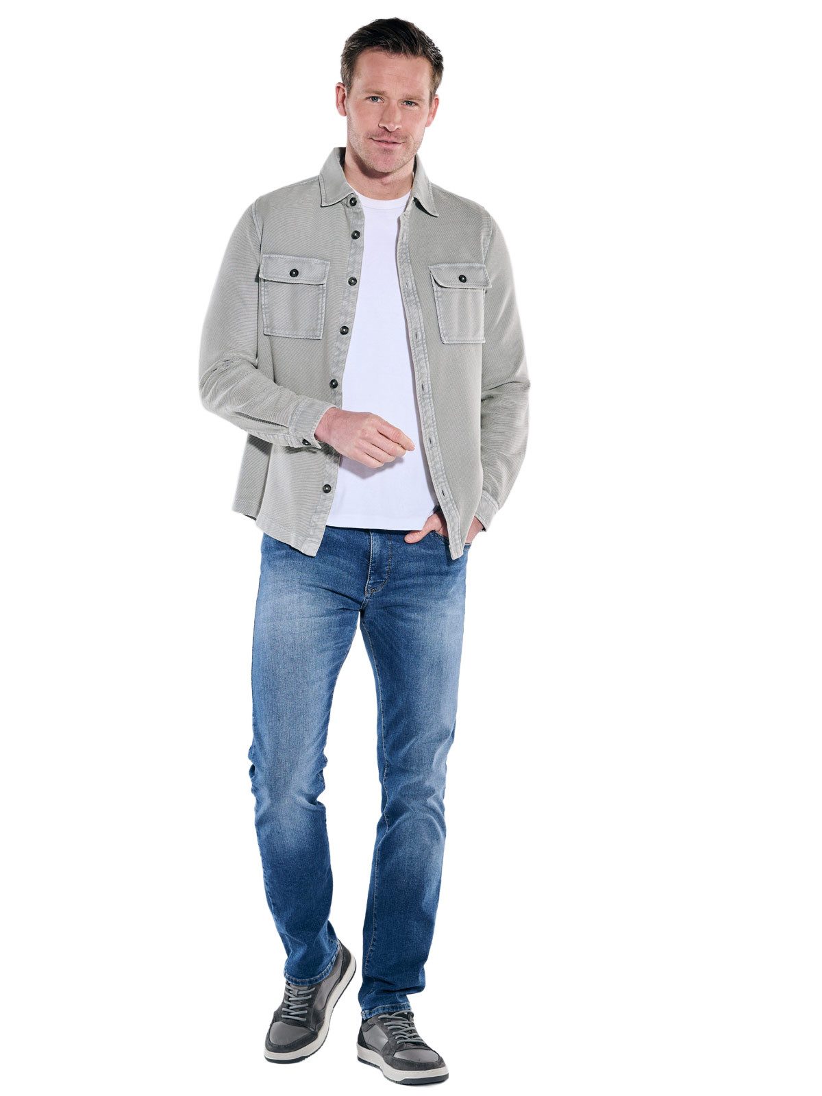 Engbers Langarm-Poloshirt Herren Poloshirt langarm, Silbergrau