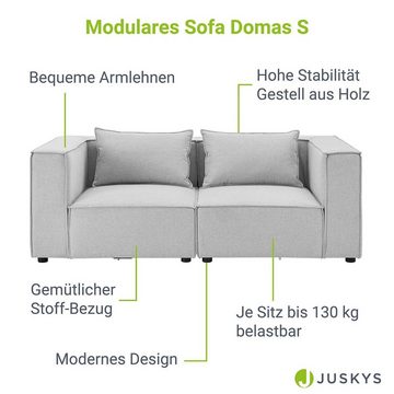 Juskys 2-Sitzer Domas, 2 Teile, S, modulare Couch für Wohnzimmer, Garnitur mit Armlehnen & Kissen