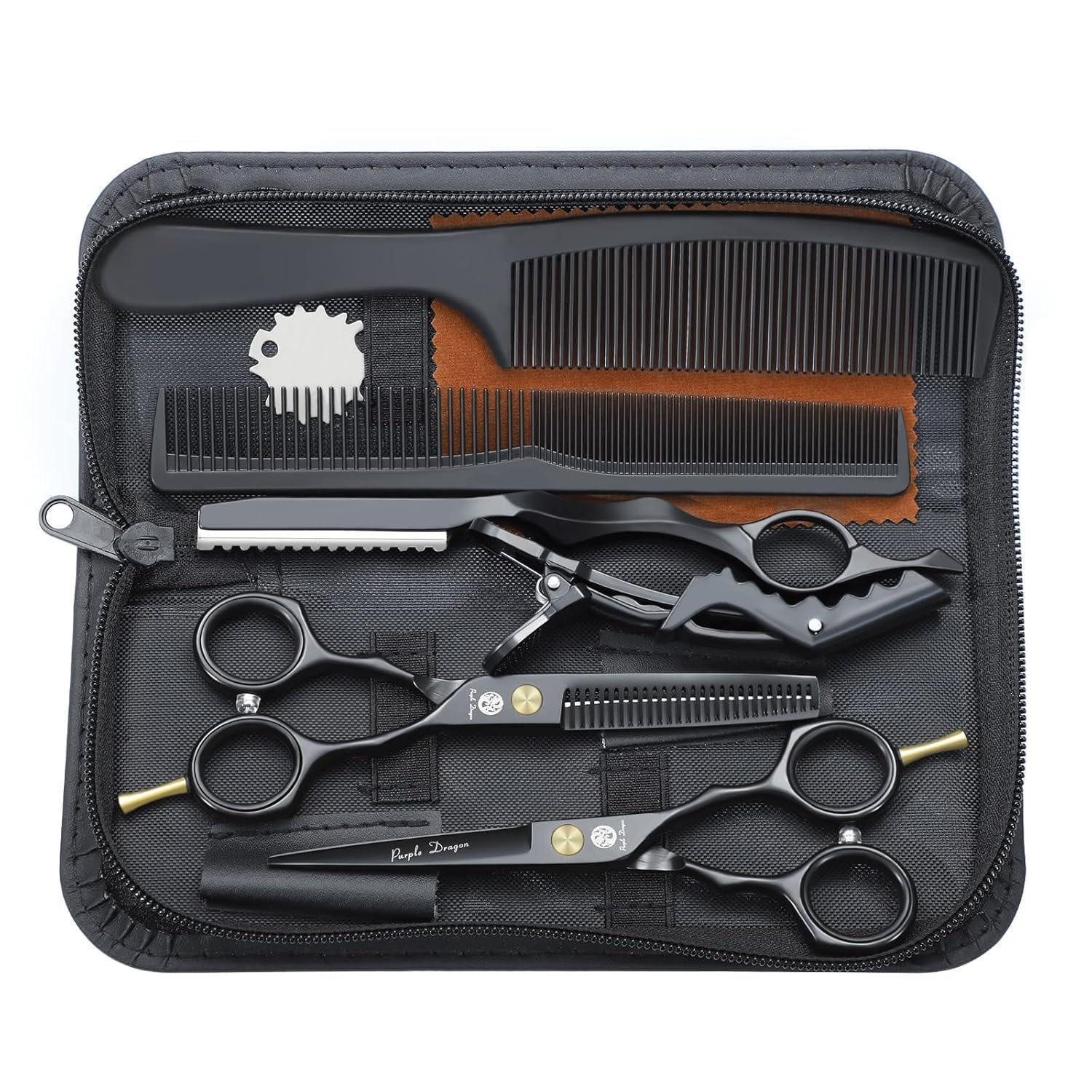 LuxusKollektion Scheren-Set Haarschere Set 14cm Schwarz Profi Edelstahl