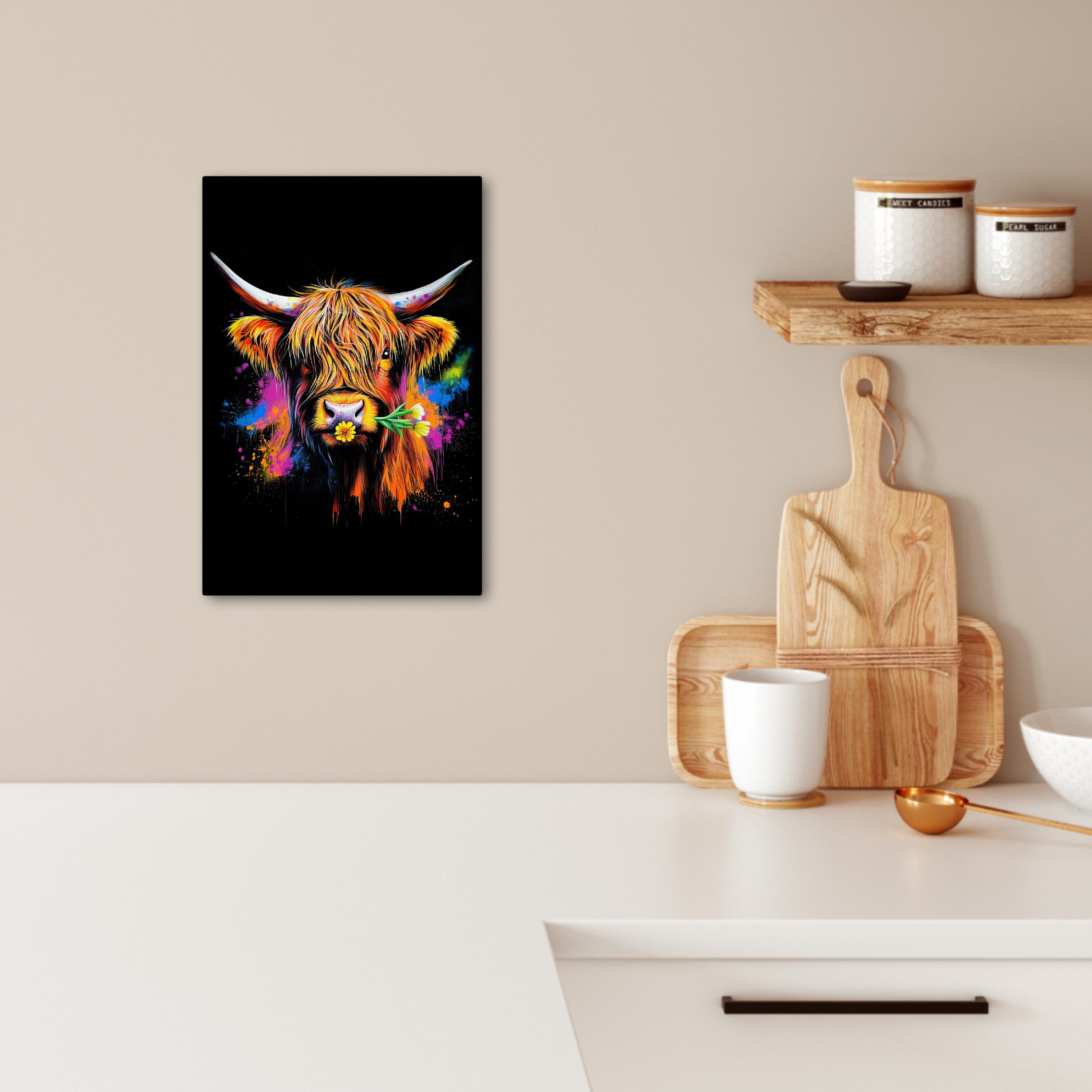 OneMillionCanvasses® Leinwandbild Schottischer Highlander - Graffiti günstig online kaufen