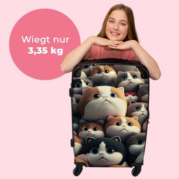 NoBoringSuitcases.com© Koffer Katze - Haustiere - Katze - Braun - Grau - Kinder 67x43x25cm, 4 Rollen, Mittelgroßer Koffer für Kinder, Trolley