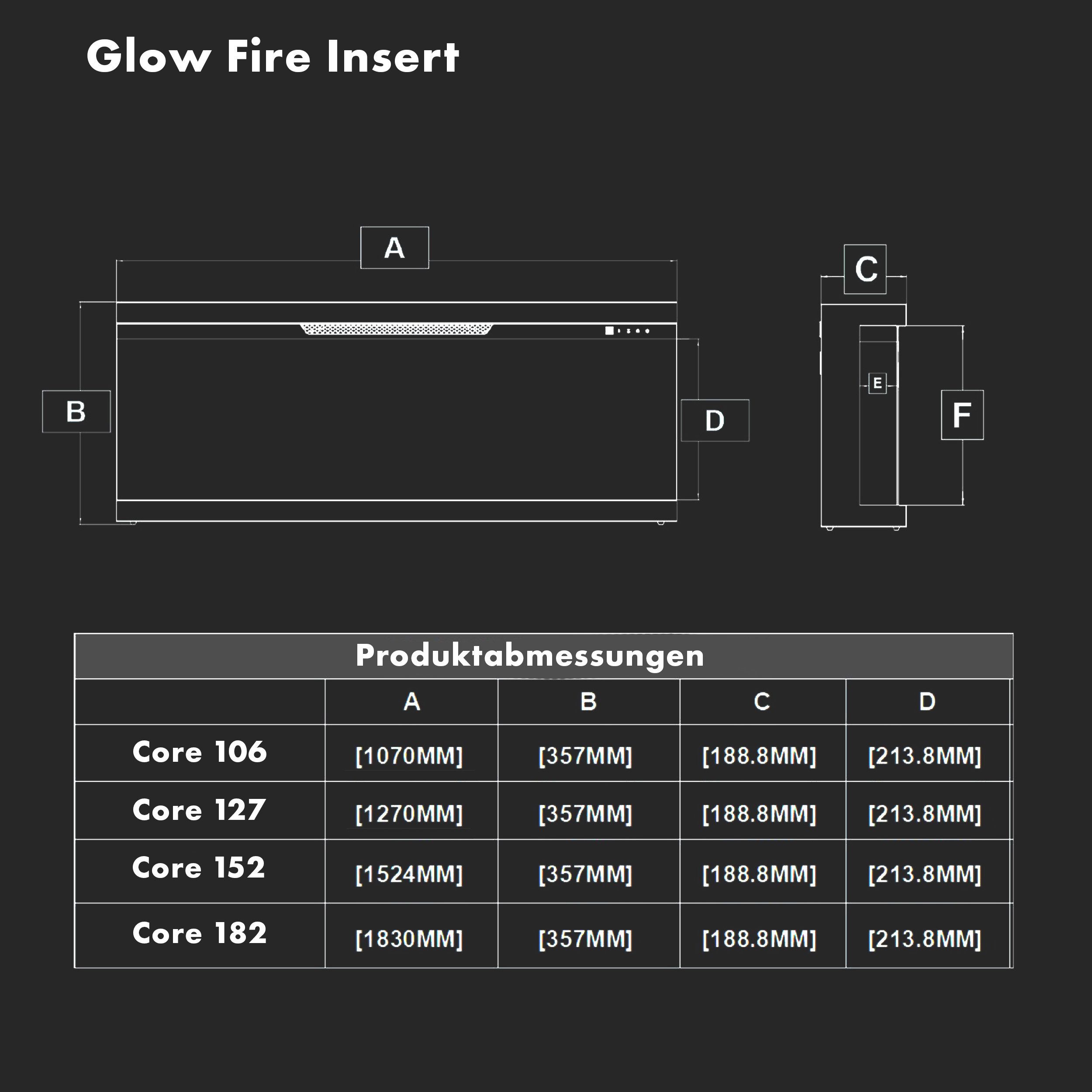 GLOW FIRE Elektrokamin Insert Wandkamin mit 3D Feuer und Heizung (Thermosta günstig online kaufen
