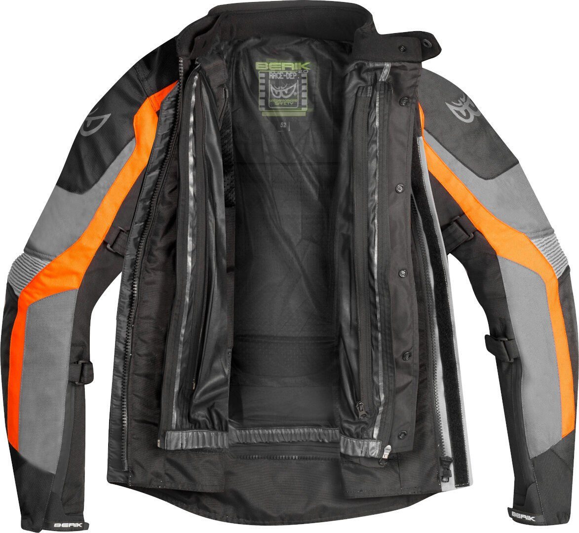 Black/Grey/Orange Motorradjacke Safari Berik Motorrad 3in1 wasserdichte Textiljacke